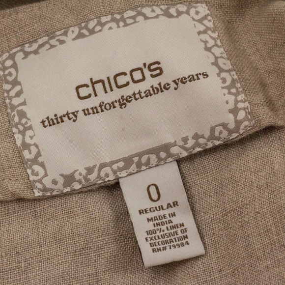 Chico's XS S Linen Embellished Blazer Jacket Layer - Picture 9 of 12